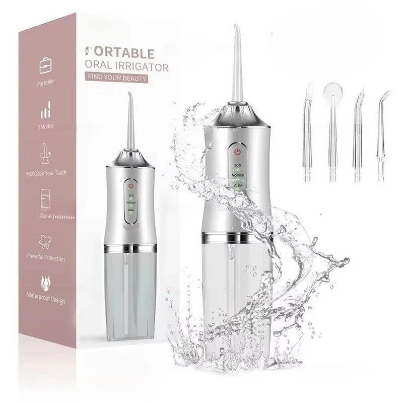 Cordless Water Flosser Dental Oral Irrigator Travel Teeth Cleaner - 3 Modes, 4 Tips