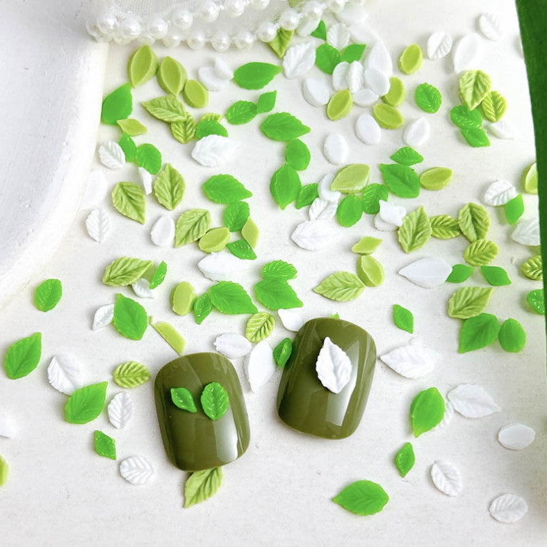 20Pcs Nail Art Charms Jewelry Accessories Resin Spring Green Leaves