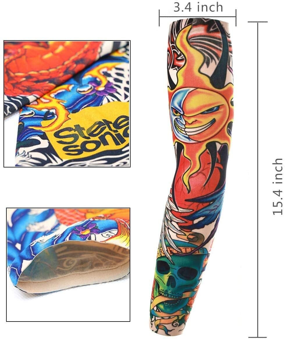 Unisex Temporary Tattoo Sleeves - 6 Designs Realistic Faux Arm Tatoos