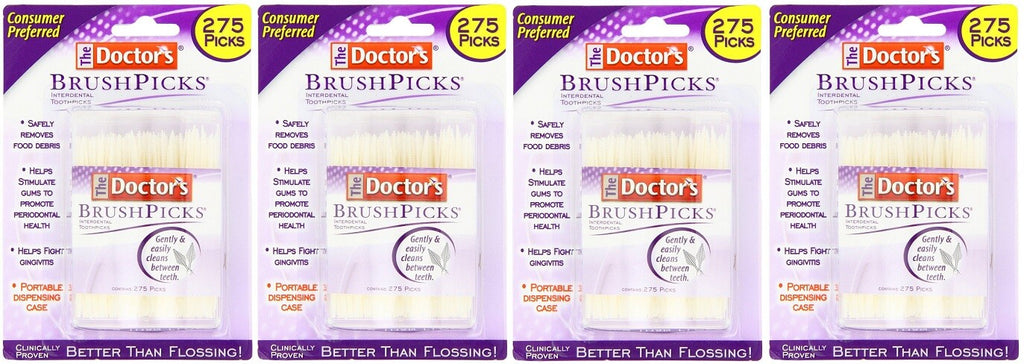 Interdental Toothpicks 275 Count - 4 Pack for Gum & Plaque Care