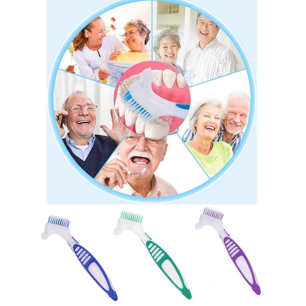 Denture Toothbrush Set - Soft Bristles, Ergonomic Handle, 3 Pack