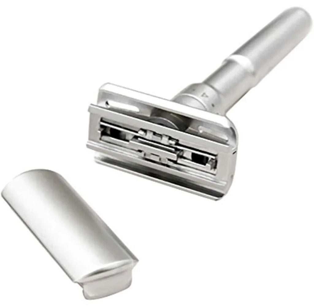 Adjustable Double Edge Safety Razor with Stand & 5 Blades - Classic Style