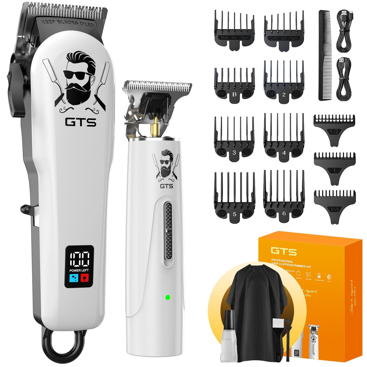 Professional Hair Clippers & Trimmer Kit for Men Salon Grooming Set