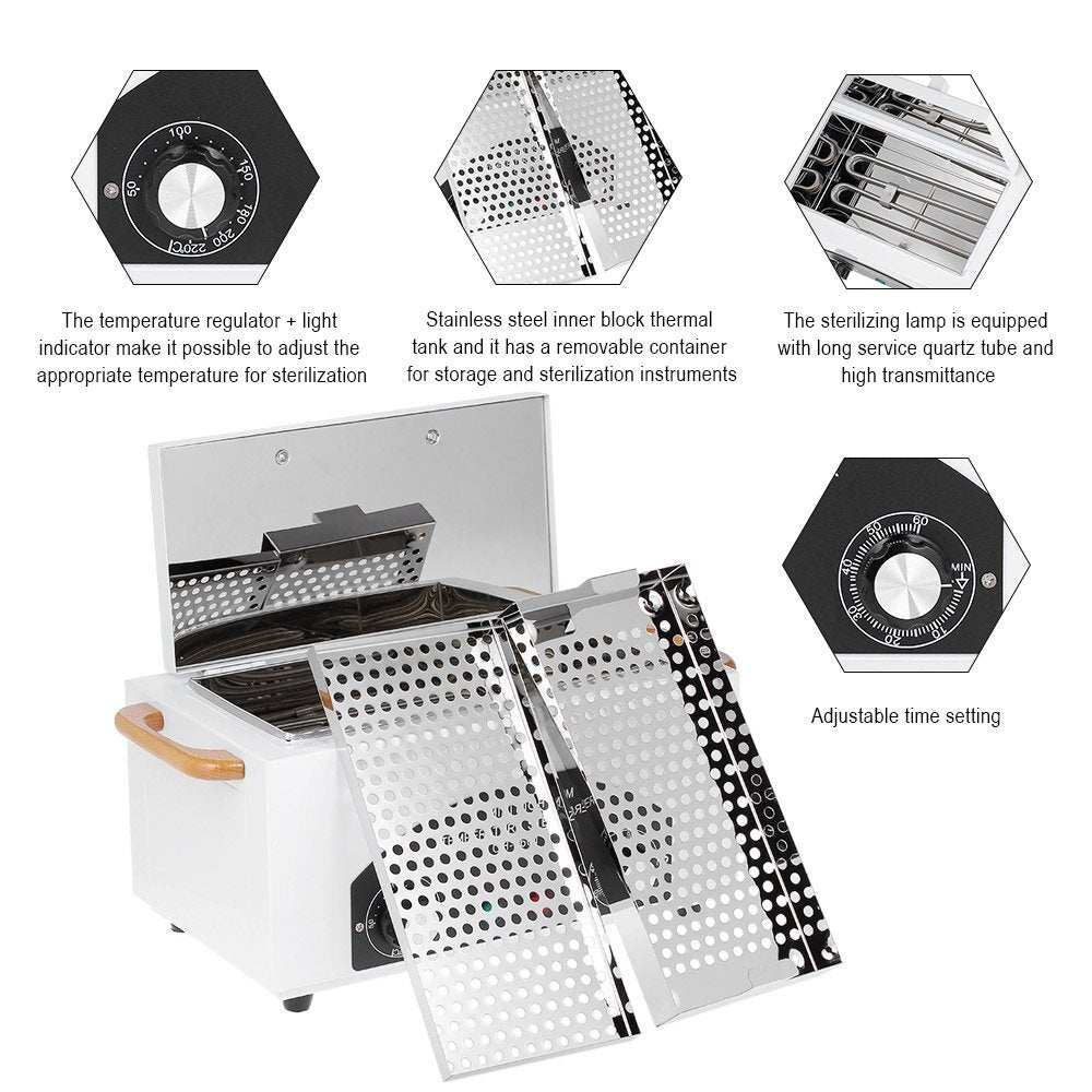 High Temperature Metal Tool Cleaning Box 110V 300W with Timer for Manicure Pedicure