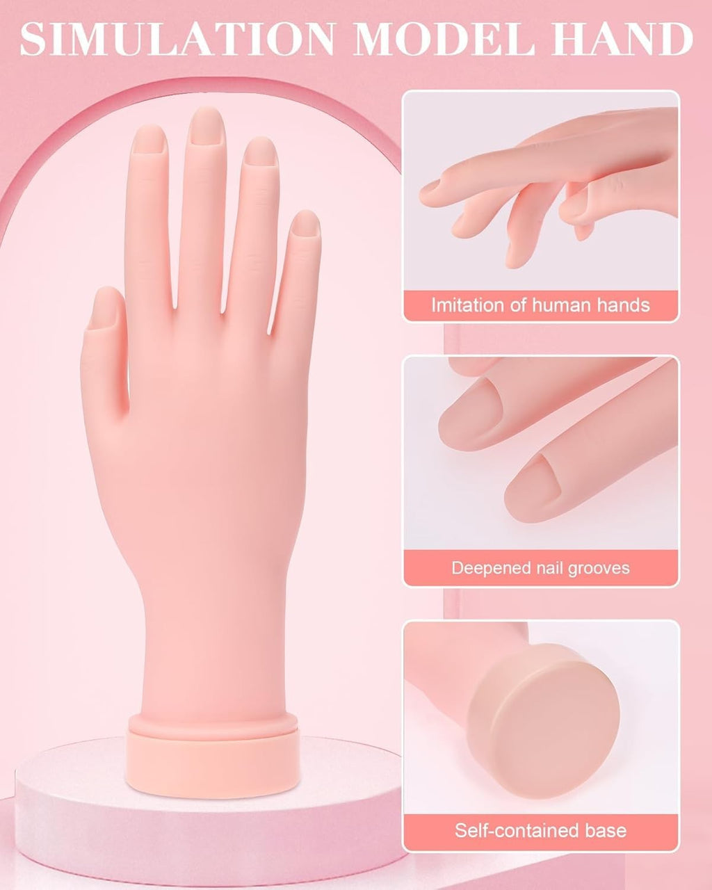 Practice Hand for Acrylic Nails - Flexible Mannequin Hand Set for Nail Art