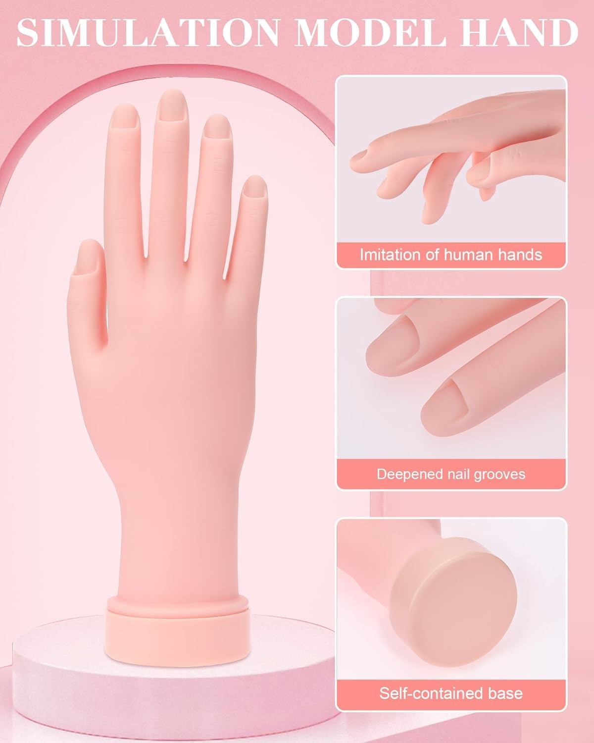 Practice Hand for Acrylic Nails - Flexible Mannequin Hand Set for Nail Art