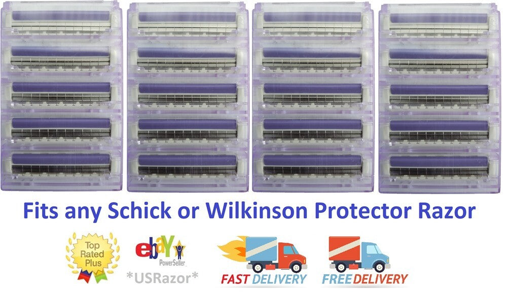 20 Schick Protector Razor Blades Refills with Aloe & Comfort Strip