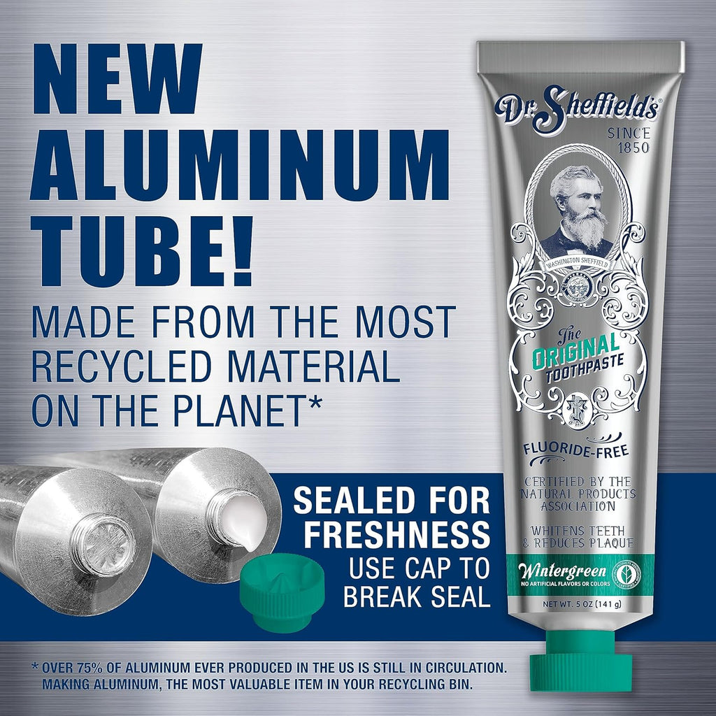 Natural Wintergreen Toothpaste - Fluoride-Free, Whitening, Toxin-Free 2-Pack