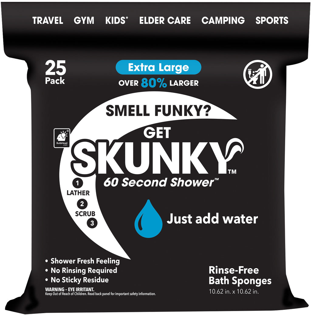 No Rinse Bathing Wipes - Large 25 Count, Convenient Quick-Use Personal Hygiene