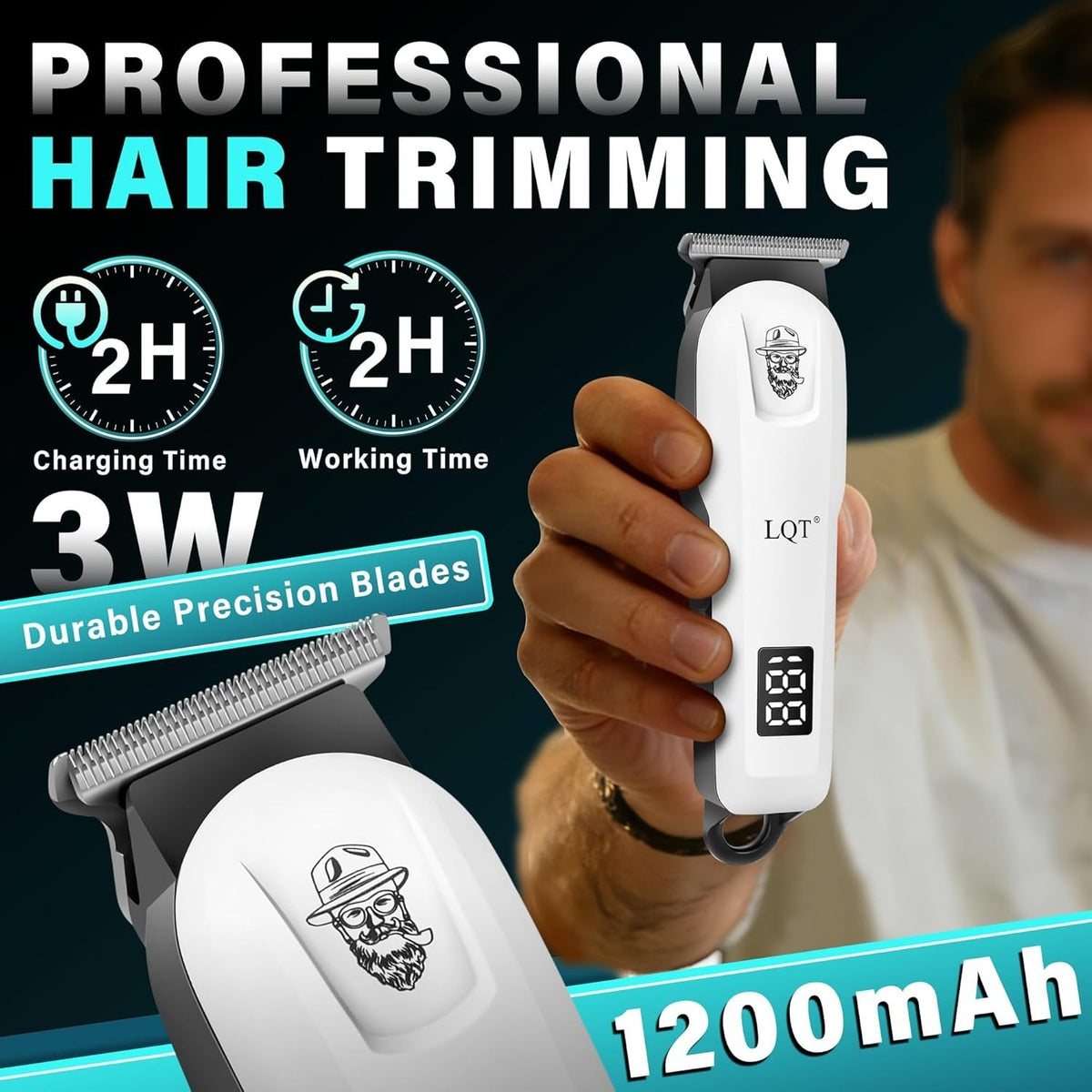 Professional Hair Cutting & Beard Trimmer Set for Men - Wireless with LED Display