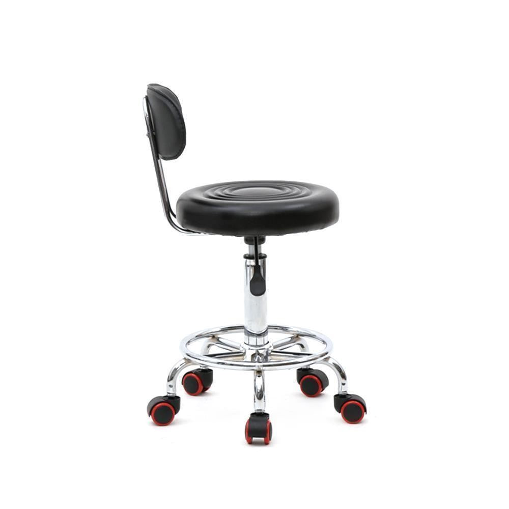 PU Leather Salon & Barber Swivel Stool with Backrest - Adjustable Office Chair