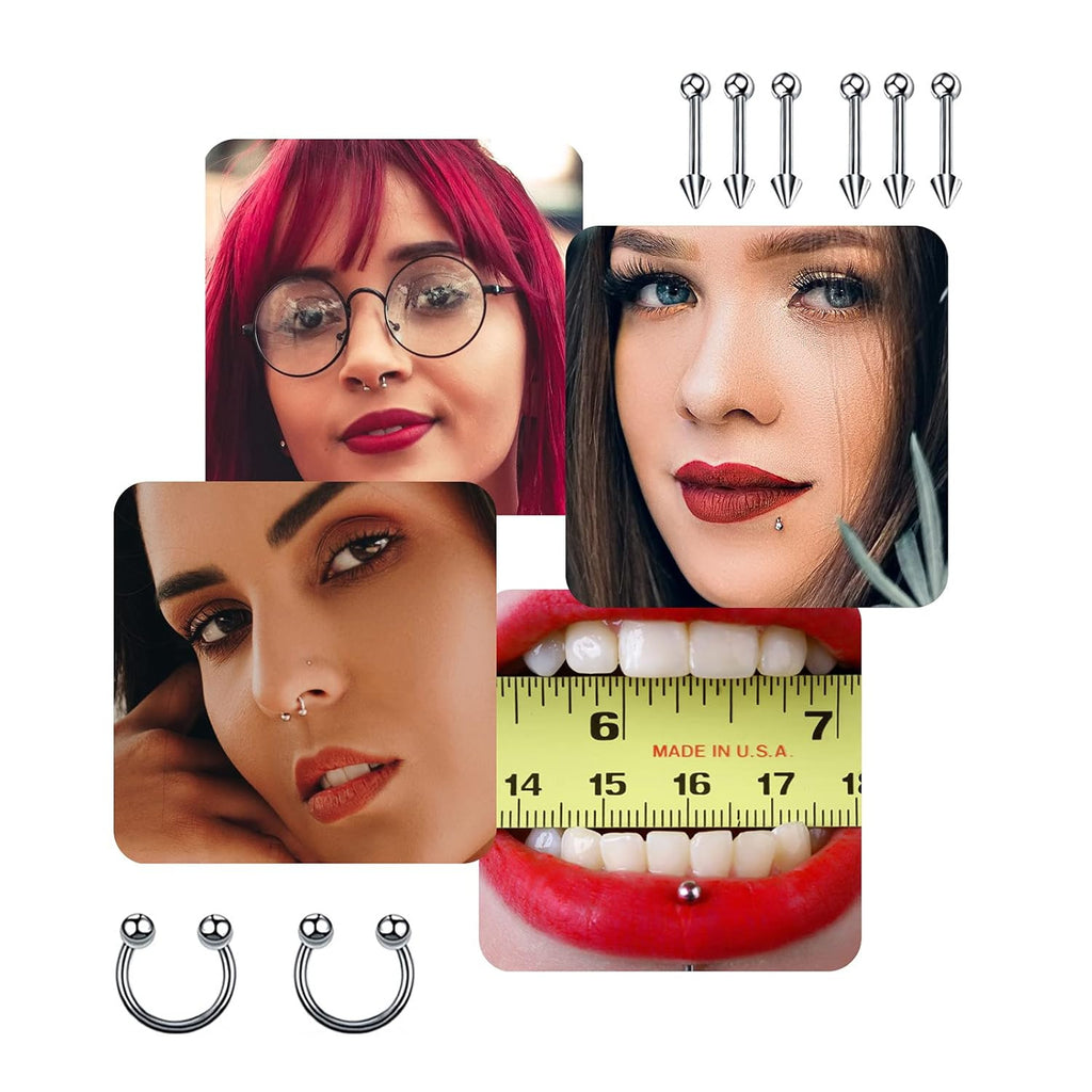 84-Piece Body Piercing Kit 14G 16G Tools Set for Nose Tongue Lip Ear Eyebrow