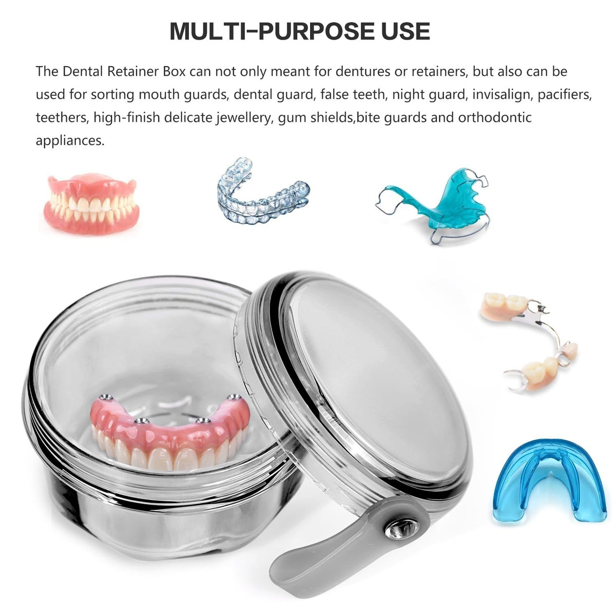 Leakproof Denture Case with Soaking Basket - Travel Friendly, BPA Free