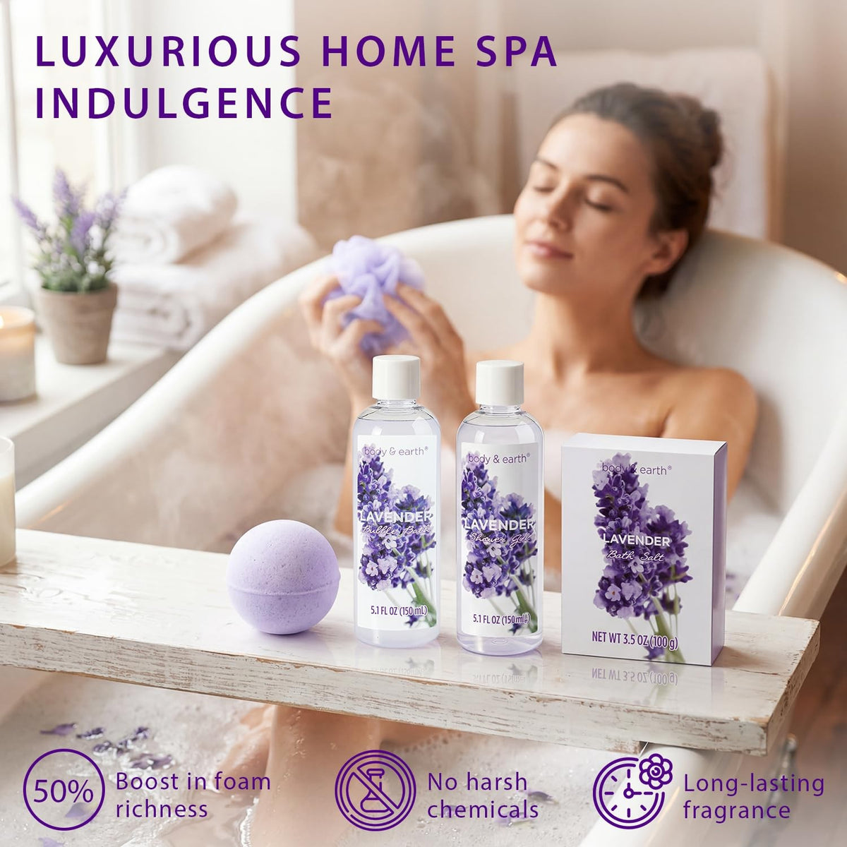 Lavender Spa Gift Set with Bath & Body Products - 11 Pieces for Women