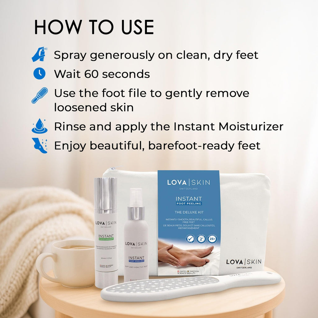 Foot Peel Kit with File & Moisturizer - Instant Smooth Feet at Home