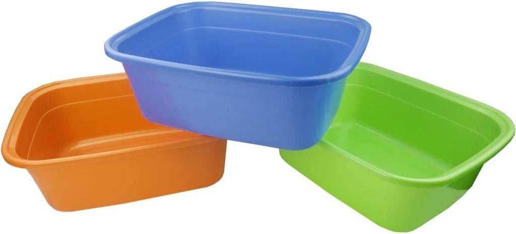 14 Quart Plastic Non-Slip Dish Basin Pan Set - Heavy Duty Kitchen Containers