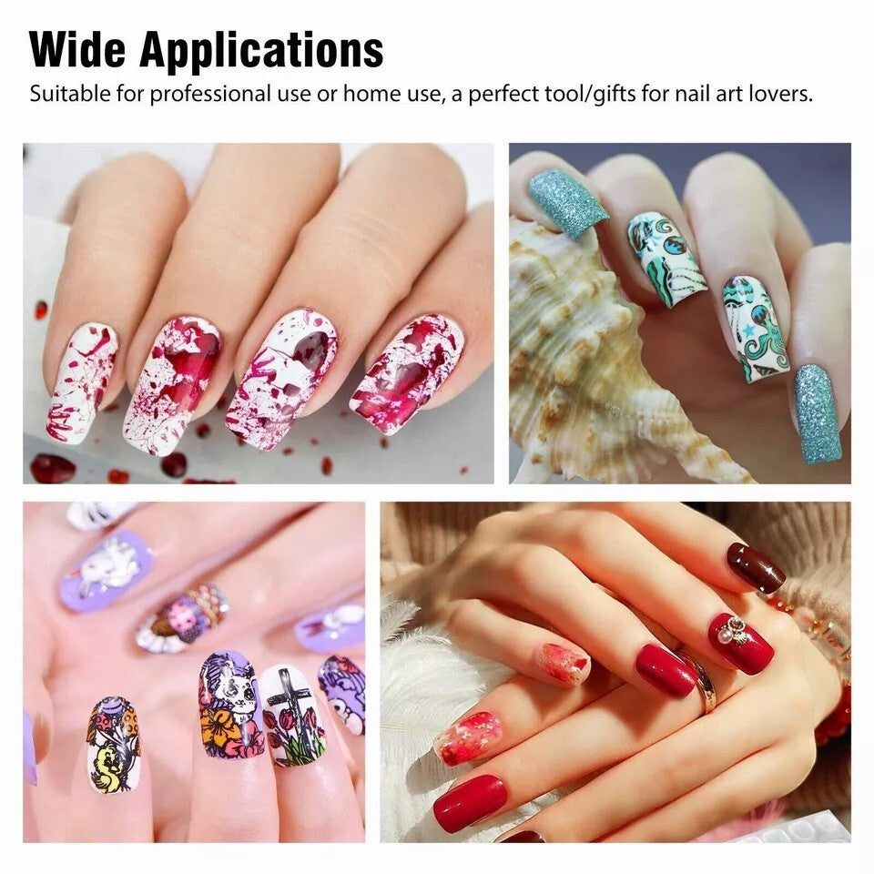 Double-Sided Nail Glue Tape Stickers for Press-On Nails - Reusable, Transparent, 12 Sizes