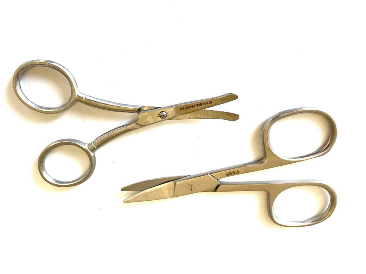 Men's Facial Hair Scissors 2-Piece Set for Beard Mustache Nose Hair Trimming
