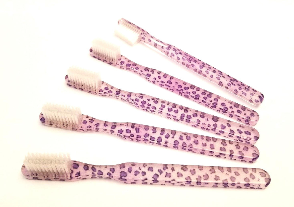 20-Pack Vintage Purple Leopard Designer Toothbrushes - Hand Made, New Old Stock