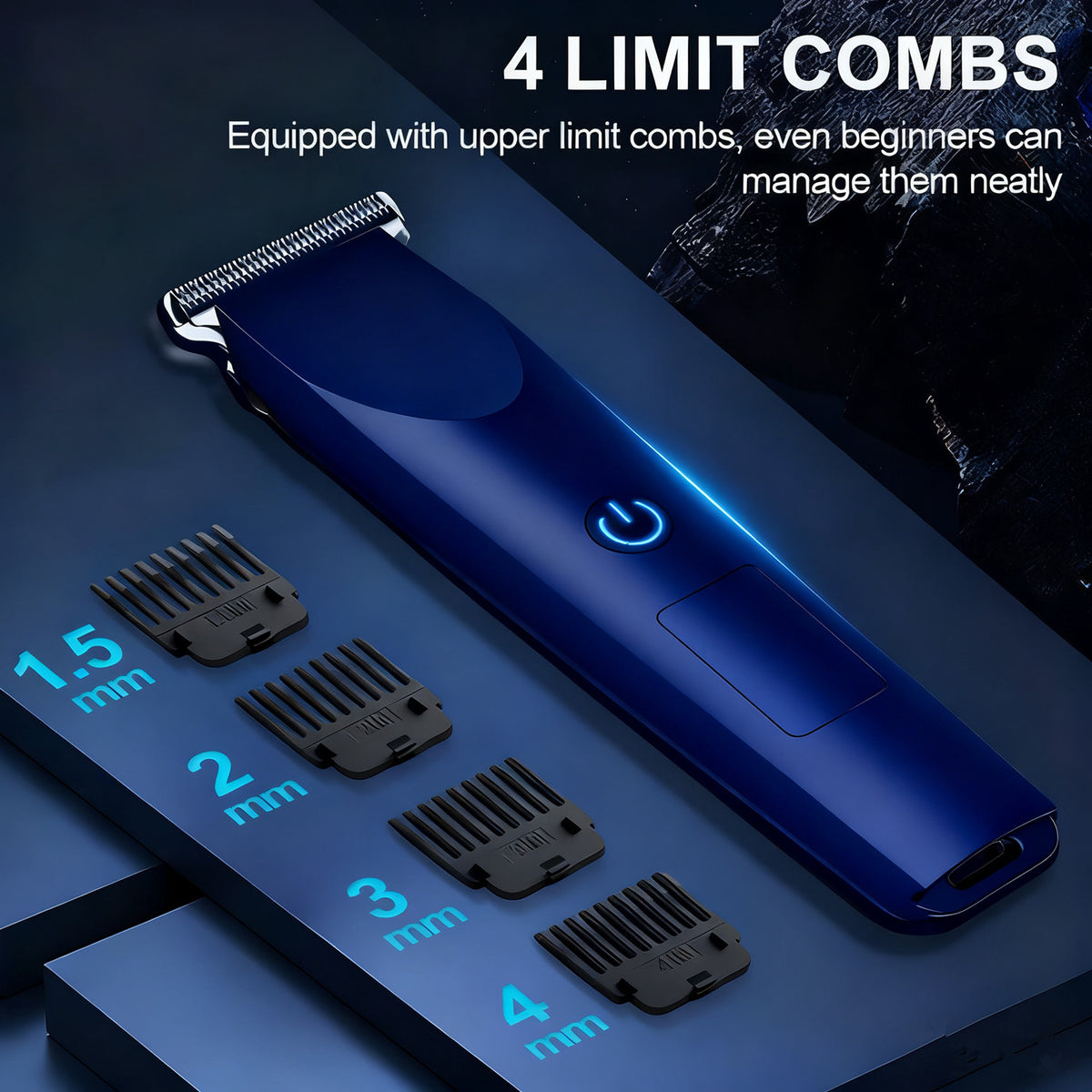 Cordless Beard Trimmer with USB Charging & Multiple Combs for Men