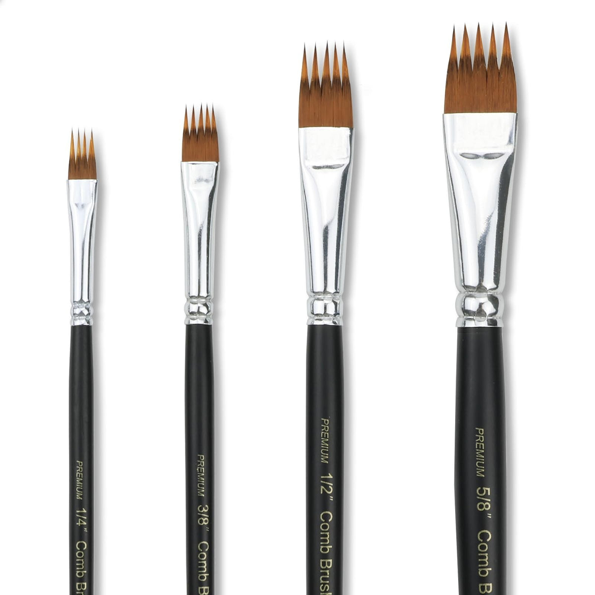 Professional Paint Brush Comb Set - 4 Ergonomic Acrylic, Watercolor & Oil Brushes