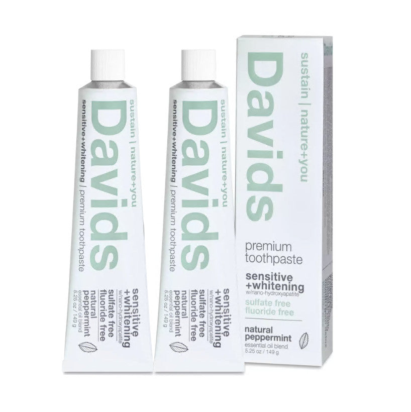 Sensitive & Whitening Toothpaste 4oz Pack - Natural Peppermint, Fluoride-Free, Remineralizes Teeth