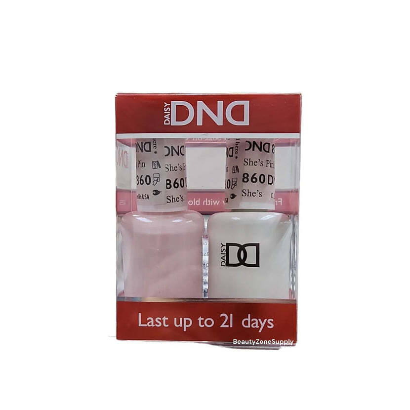DND Duo Matching Soak-Off Gel & Nail Polish Set - #860 She's White & Pink