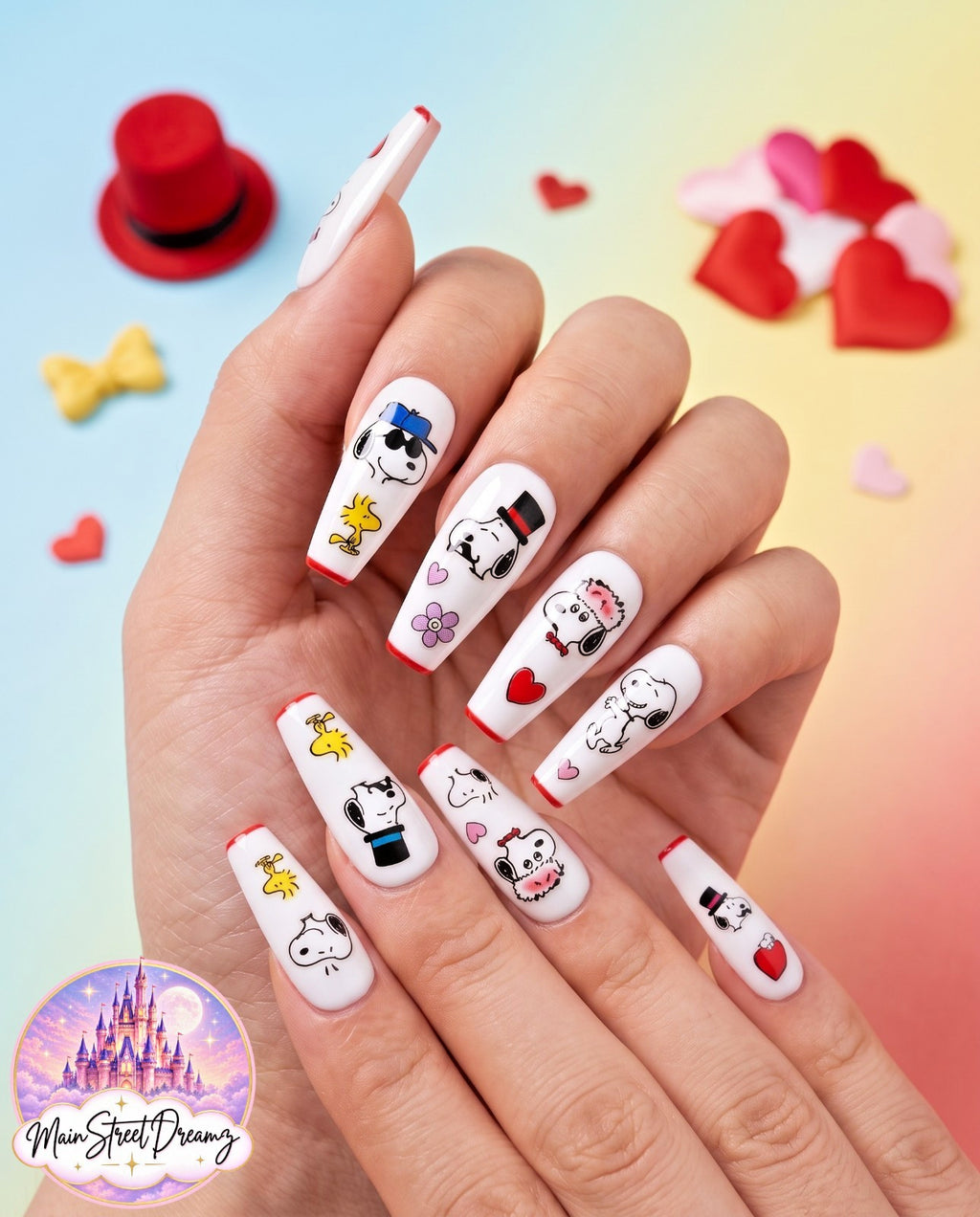 Snoopy Valentines Day 3D Nail Art Stickers - Peanuts Nail Decals