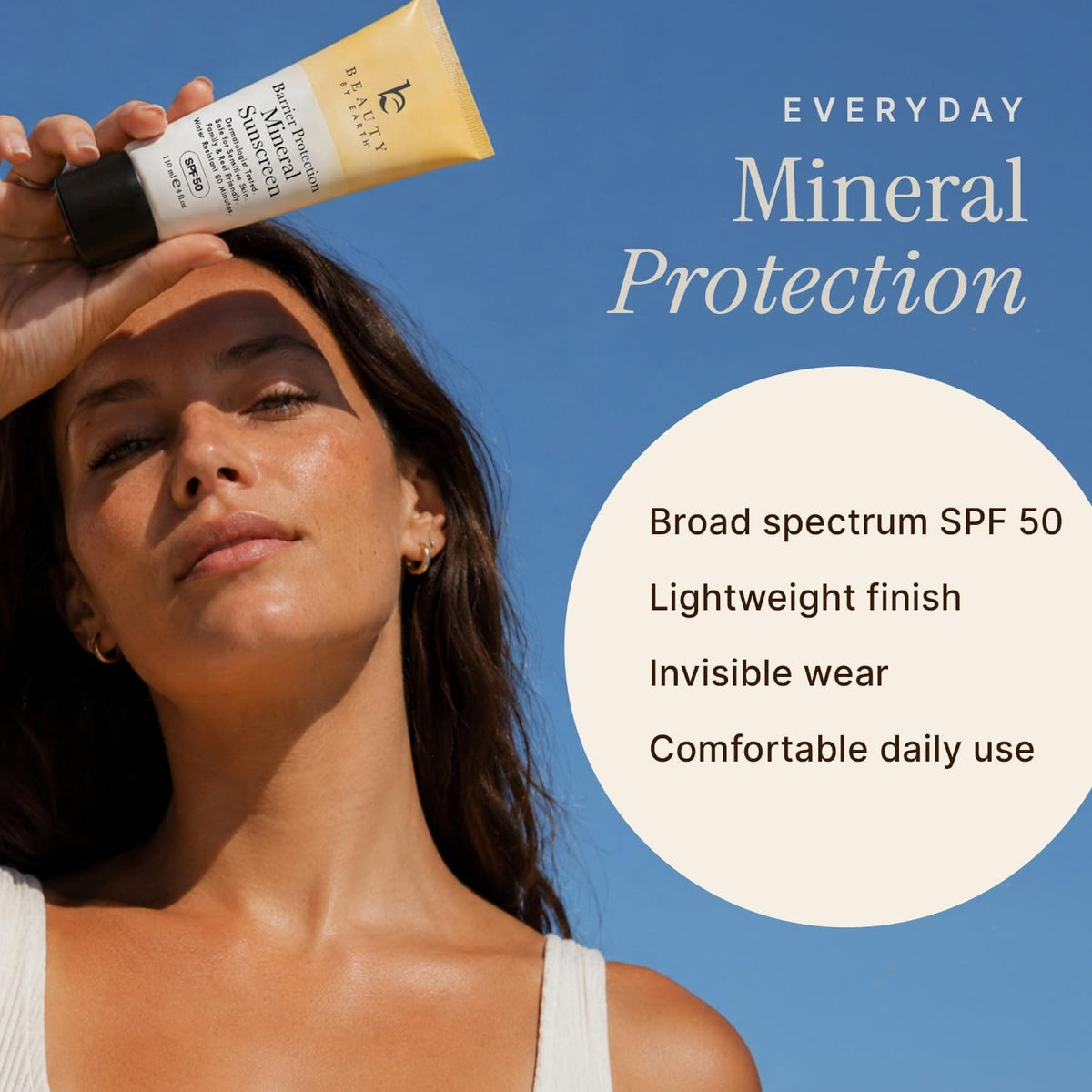 Mineral Sunscreen SPF 50 Zinc Oxide Reef Safe Cream 4 oz - Broad Spectrum UV Protection