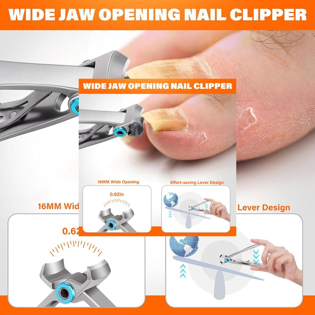 Heavy Duty Nail Clipper Set for Thick & Ingrown Nails - 6 Pieces with Carrying Case