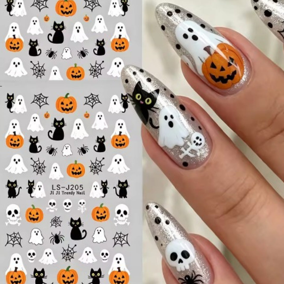 Halloween Nail Stickers Cartoon Ghost Pumpkin Spider Web Designs