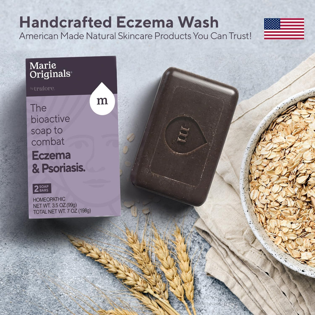 Natural Eczema & Psoriasis Oatmeal Bar Soap for Sensitive Skin - 2 Pack