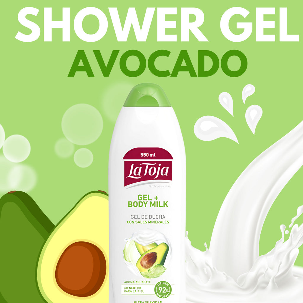 Mineral Salts Shower Gel with Avocado Scent - 18.6 fl oz, 6-Pack