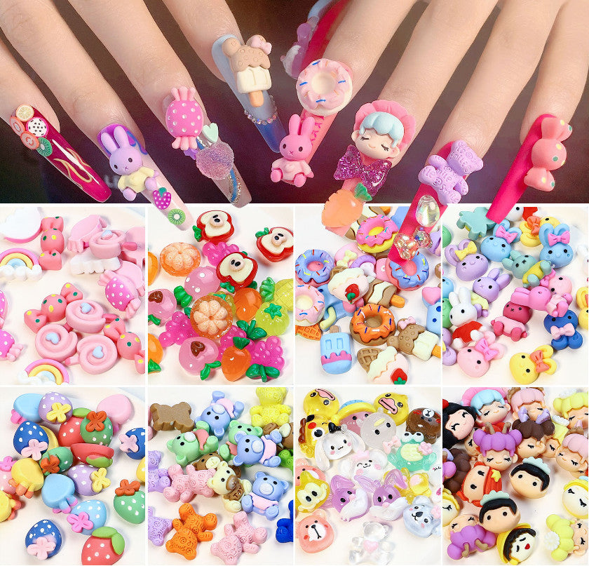 20Pcs Cartoon Resin Nail Art Ornaments for Manicure & Craft Projects