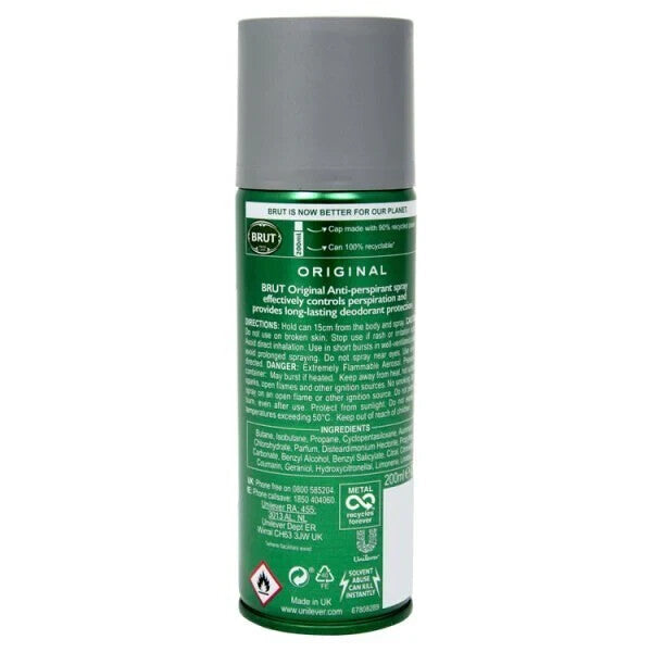 BRUT Original Men's Anti-Perspirant Deodorant Spray 200ml Pack of 6