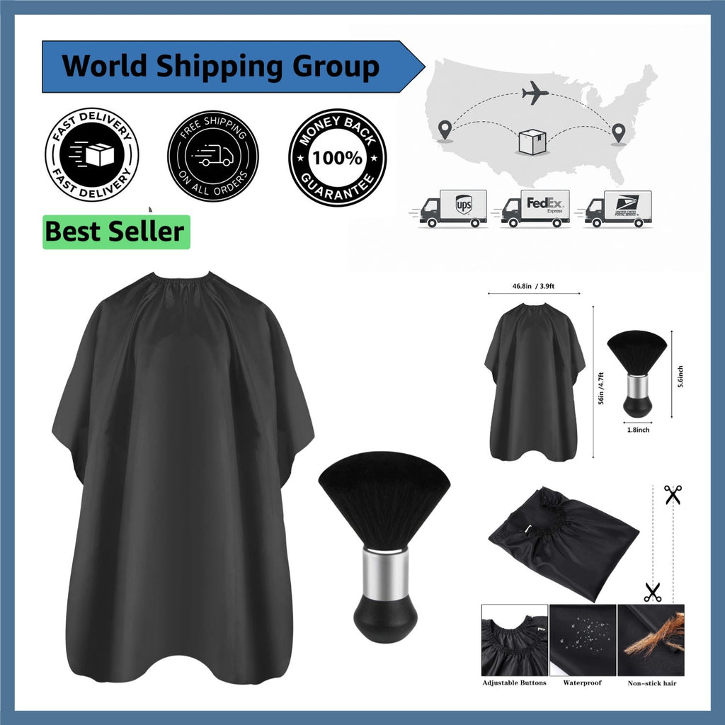 Professional Barber Cape with Neck Duster - Full Coverage Haircut Smock