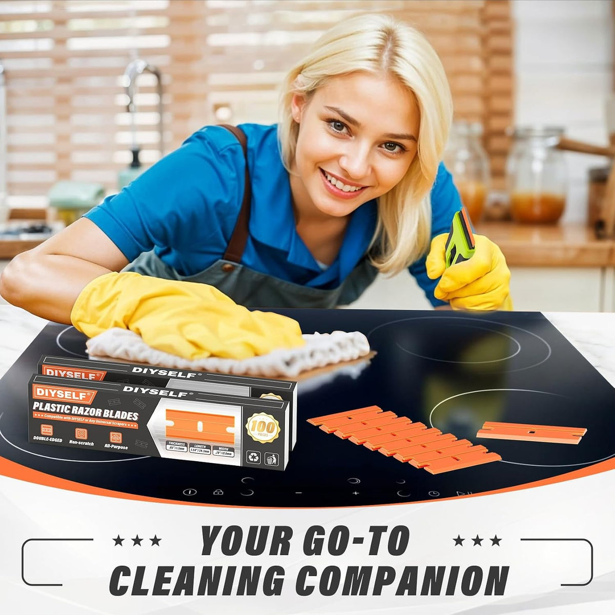 100 Pack Plastic Razor Blade Scraper Replacement Blades for Cleaning