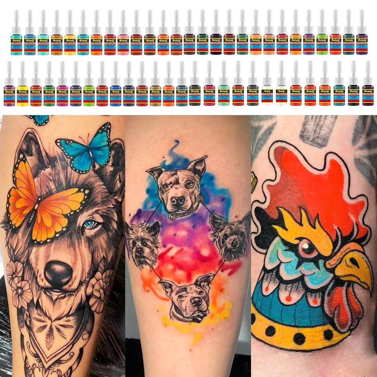 Tattoo Ink Set 54 Full Colors – Skin Candy Professional Pigment for Outlining Shading
