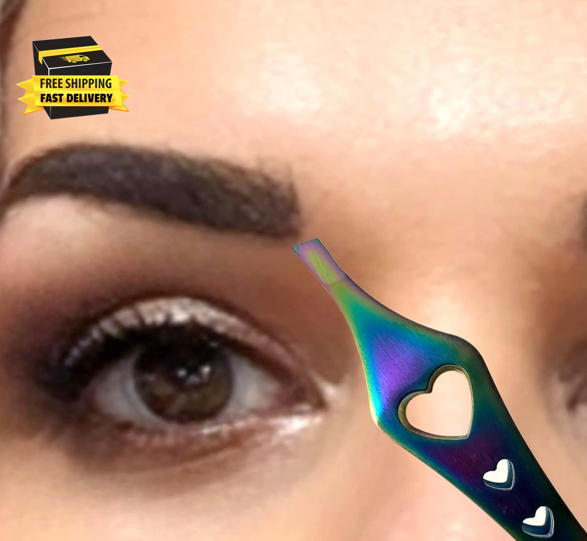 Rainbow Double Ended Tweezers for Eyebrows & Skin Care - Precision Slant Tweezer