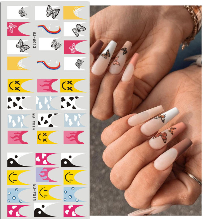 Moon Star Heart Nail Art Stickers - Waterproof Non-Toxic 8 Sheets