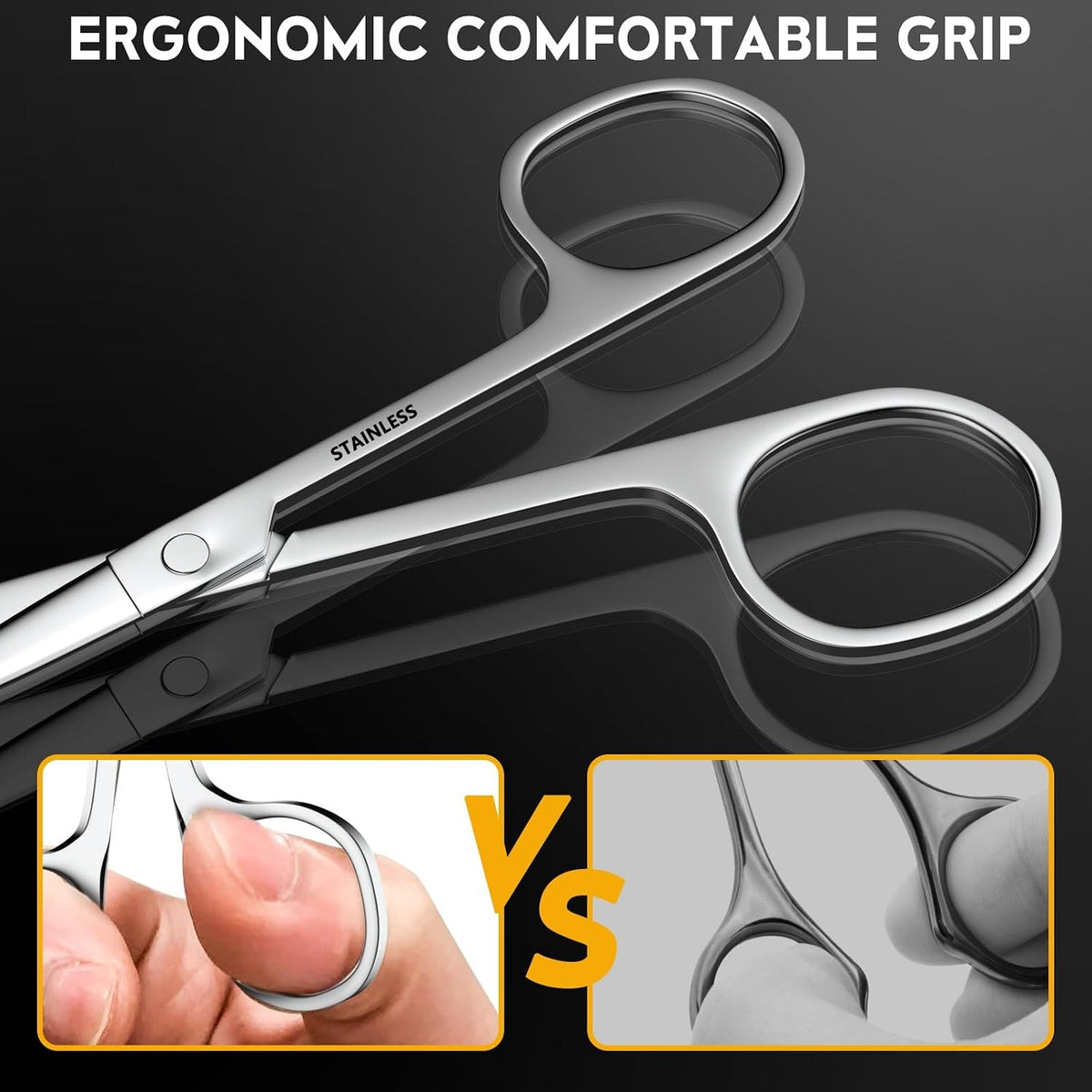 Stainless Steel Facial Grooming Scissors Set for Eyebrow Nose & Beard Trimming