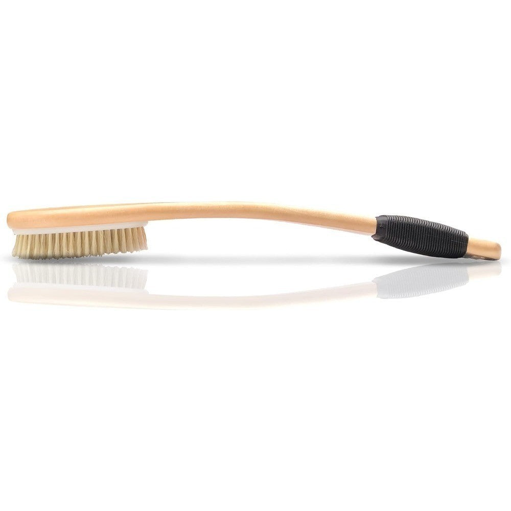 Wood Curved Bath Brush with Long Handle for Back Exfoliation