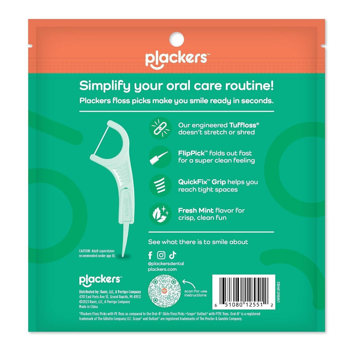 300 Count Micro Mint Dental Floss Picks - Oral Teeth Flossers for Plaque Removal