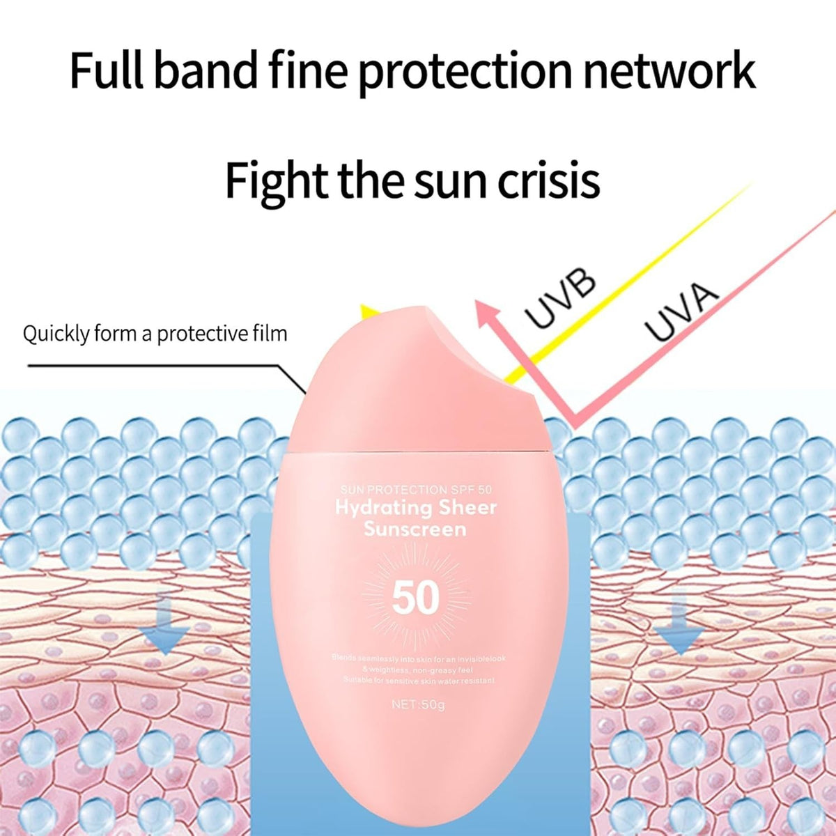 SPF 50+ Hydrating Water Gel Sunscreen - Waterproof, Non-Greasy, Light & Invisible