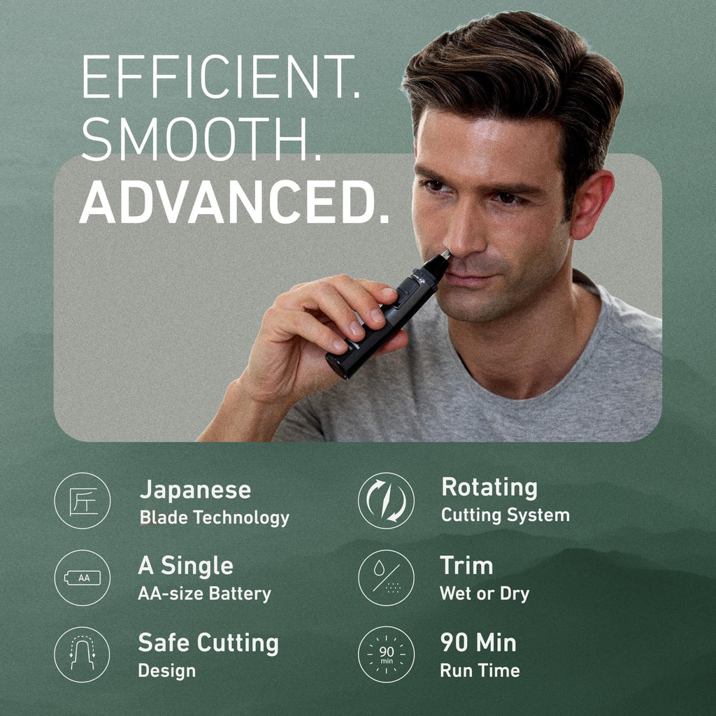 Waterproof Nose Hair Trimmer with Hypoallergenic Blades, Travel-Friendly