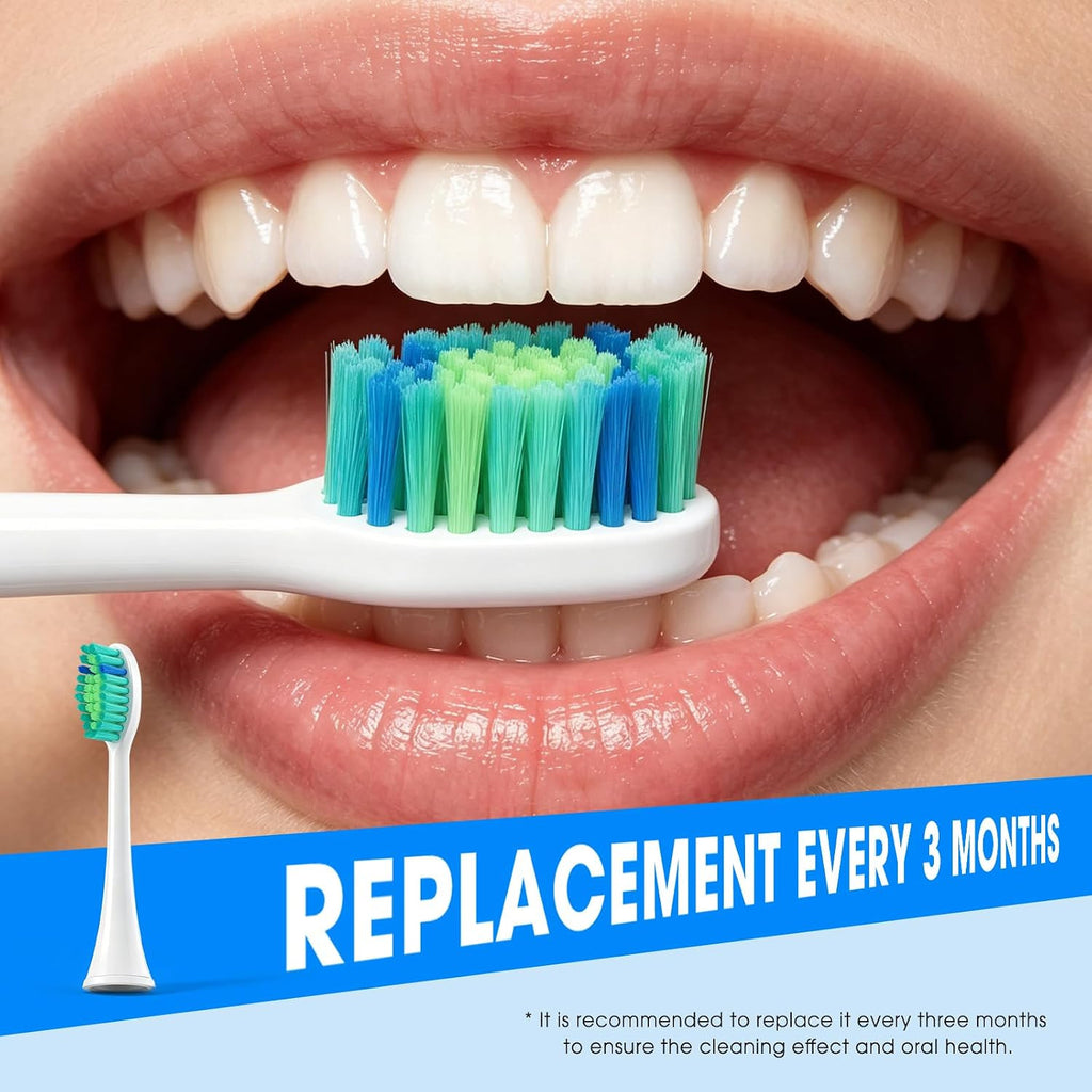 Toothbrush Replacement Heads for Tao Clean Sonic Toothbrush - Dense Bristles, 3-Month Indicator