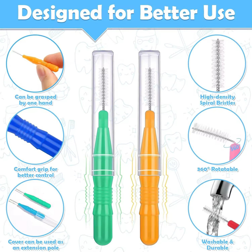 Dental Orthodontic Oral Floss Interdental Brush Pack - Teeth Cleaning Tool