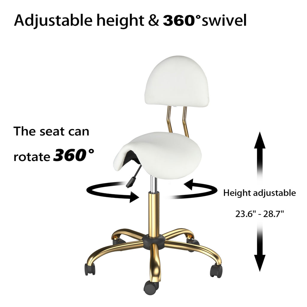 Heavy Duty Salon Rolling Stool with 400 Lb Capacity - Adjustable & Swivel