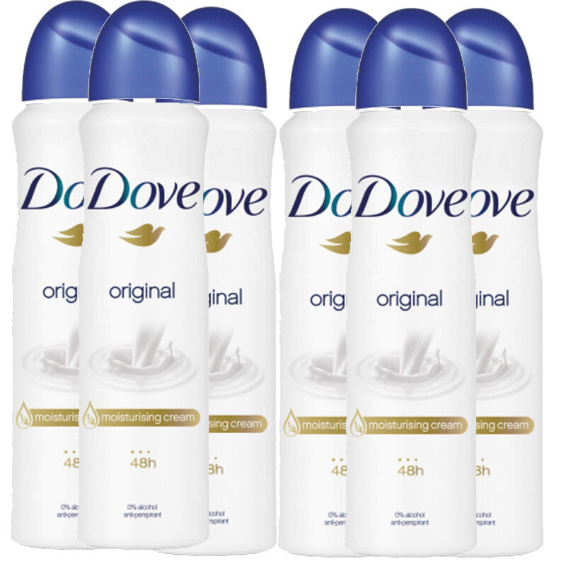 6 Pack Dove Original Antiperspirant Deodorant Spray 150ml - Up to 72 Hours Protection