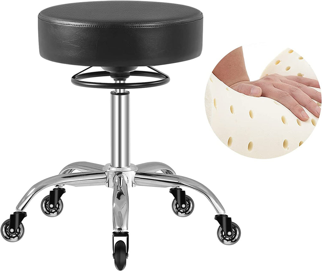Heavy Duty Adjustable Rolling Stool 400Lb Capacity for Salon & Tattoo Work
